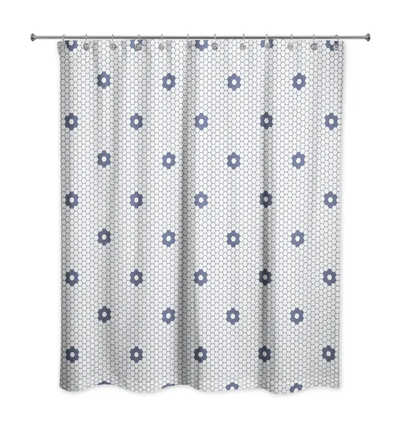 Floral Tile Pattern 71x74 Shower Curtain