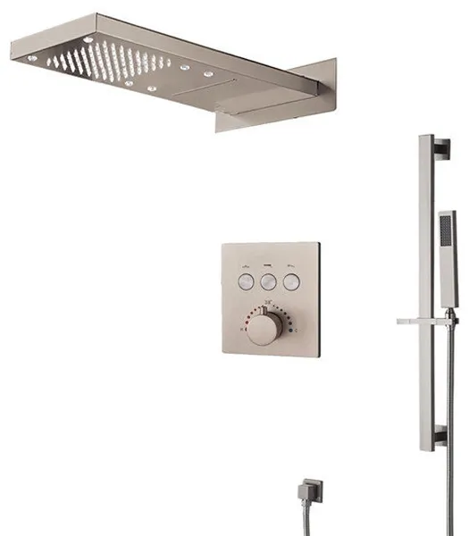 Fontana 22" Brushed Nickel Rainfall Shower System With Handheld Shower, LED