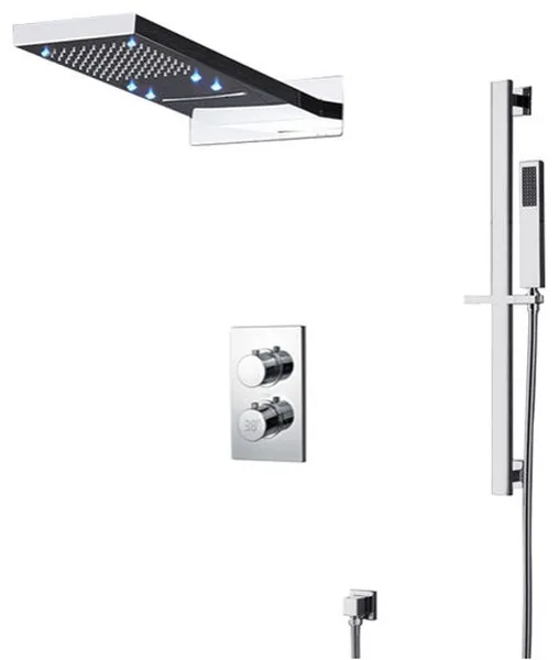 Fontana 22" Digital Rainfall Shower System & Square Handheld Shower, LED