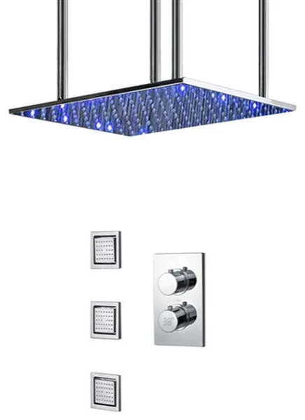 Fontana 24" LED Digital Rainfall Shower System &  3 Jetted Body Sprays, Chrome
