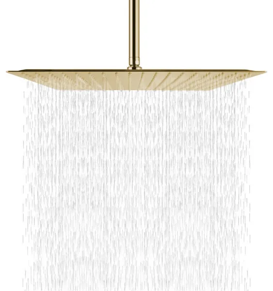 Fontana Brushed Gold Ultra Thin Luxury Bathroom Square Rain Shower Head, 8"