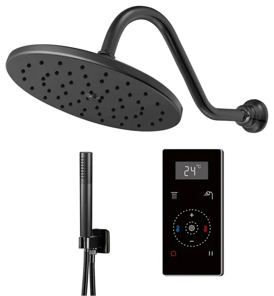 Fontana Digital Dark Oil Rubbed Bronze Round Thermostatic Shower Set, 8"
