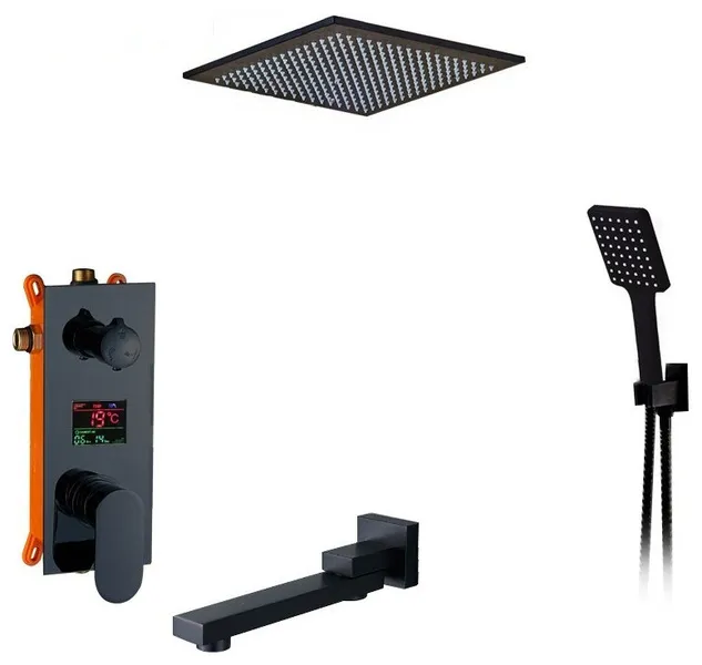 Fontana Jasper Digital Display Rainfall Mixer Shower Set, 10"