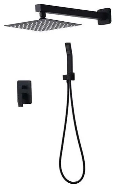 Fontana Melun 8" Wall Mount Matte Black Hot and Cold Shower System