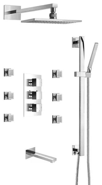 Fontana Milan Hot & Cold Bathroom Rainfall Thermostatic Shower Set