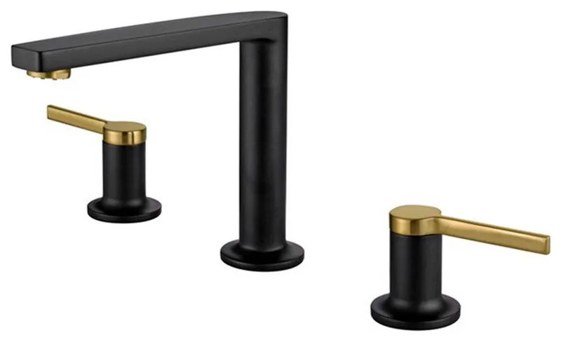 Fontana Napoli Black Gold Double Handle Sink Faucet