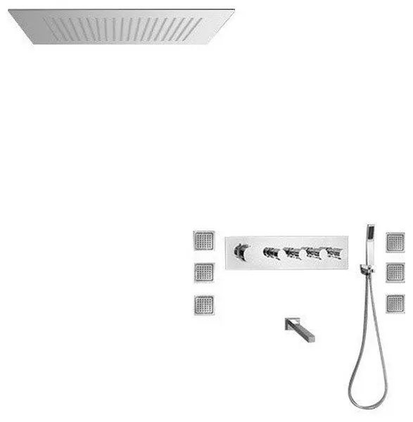 Fontana Thermostatic Copper Wall Mounted Shower Set With Body Spray Jets