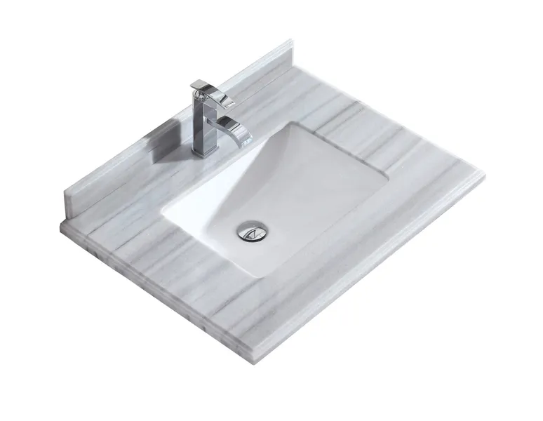 Forever 30" Single Hole Stripes Marble Countertop With Rectangular Ceramic Sink