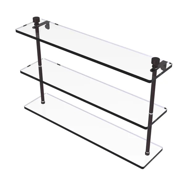 Foxtrot 22" Triple Tiered Glass Shelf, Antique Bronze