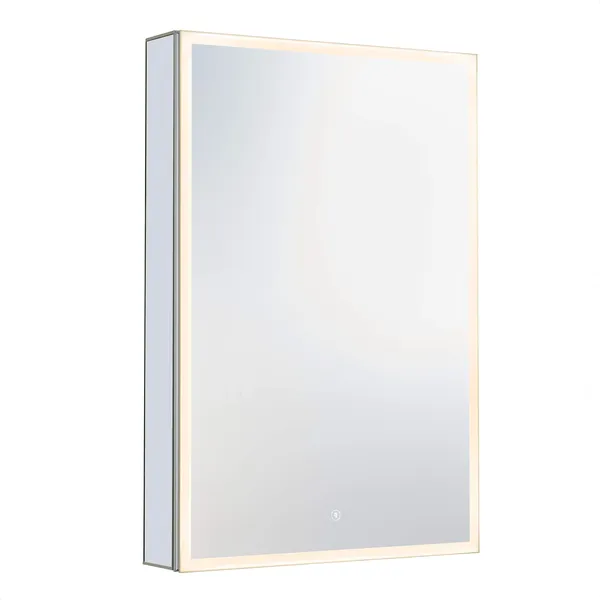 Frameless Mirrored Medicine Cabinet With LED Lighting, 24" X 36", Right Hand