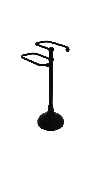 Free Standing Two Arm Guest Towel Holder, Matte Black