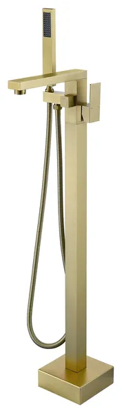 Freestanding Bathtub Faucet, Floor Mounted Tub Faucets With Hand Shower, Brushed Gold