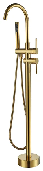 Freestanding Bathtub Faucet Hand Shower Floor-Mount High-arc Tub Faucet 2-Handle