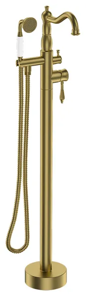 Freestanding Single Handle Bathtub Faucet With Shower Hose, Gold