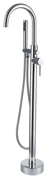 Freestanding Single Handle High Arc Bathtub Faucet With Shower Hose, Chrome
