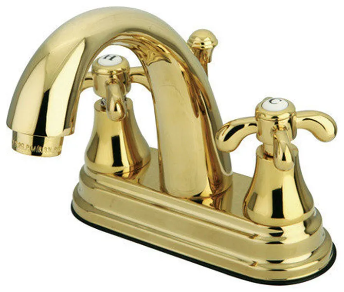 French Country Two Handle 4" Centerset Lavatory Faucet With Brass Pop-up