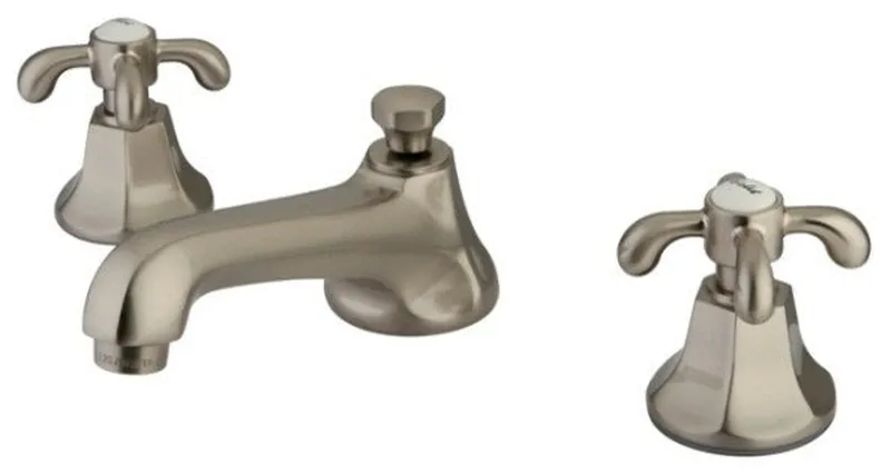 French Country Two Handle 8" to 16" Widespread Lavatory Faucet With Brass Pop-up