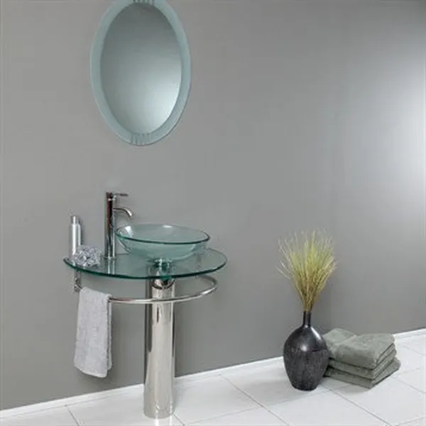 Fresca Attrazione Modern Glass Bathroom Vanity With Frosted Edge Mirror