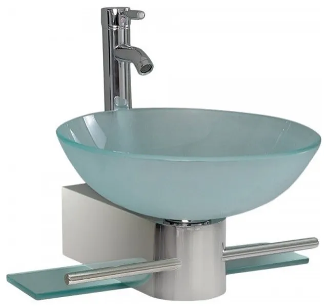 Fresca Cristallino 18" Modern Glass Bathroom Vanity w/ Frosted Vessel Sink