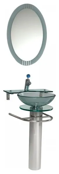 Fresca Ovale 24" Modern Glass Bathroom Vanity With Frosted Edge Mirror