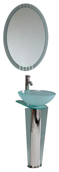 Fresca Vitale 17" Modern Glass Bathroom Vanity with Mirror
