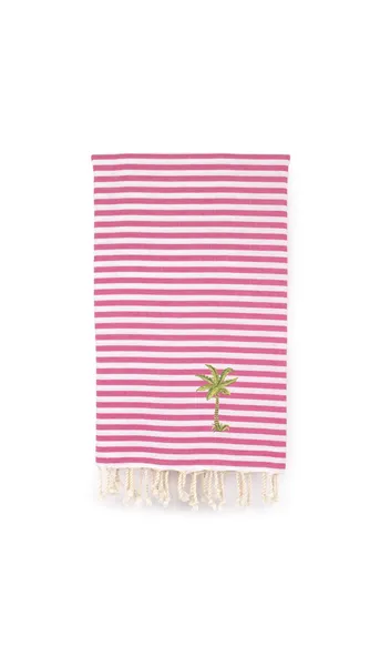 Fun in the Sun - Breezy Palm Tree Pestemal Beach Towel, Bubble Gum Pink