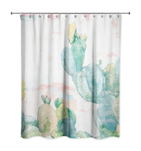 Funky Cactus Print 71x74 Shower Curtain