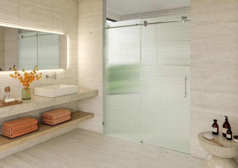 Galaxy 60"x78" Frameless Glass Sliding Shower Doors, Polished Chrome, Right