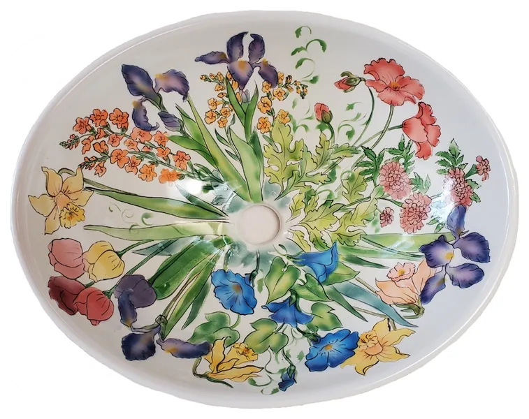 Garden Floral Vessel Sink with Deco Tiles Limited Edition