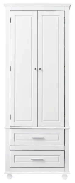 GDF Studio 24"W Bathroom Storage Cabinet with Two Drawers, Adjustable Shelves, White
