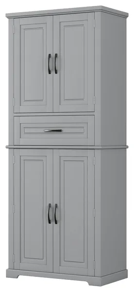 GDF Studio Multi-Functional Cabinet With Adjustable Shelf & Drawer, Gray