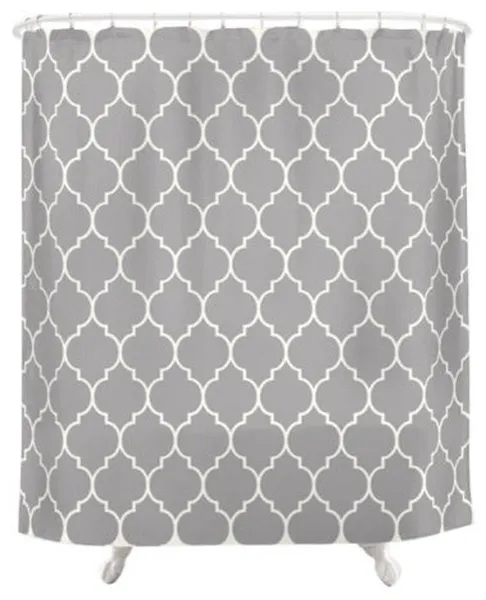 Geometric Patterned Shower Curtain, Gray