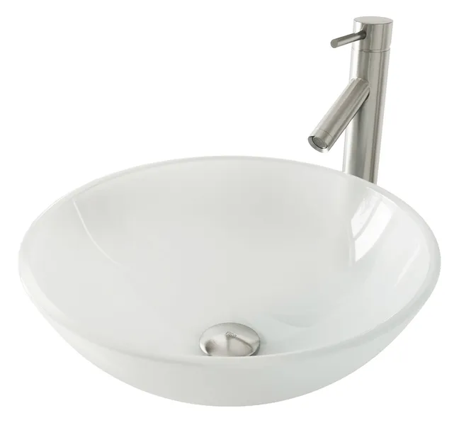 Giovanni 17"L x 17"W Glass Vessel Sink and Dior 13"H Faucet Set