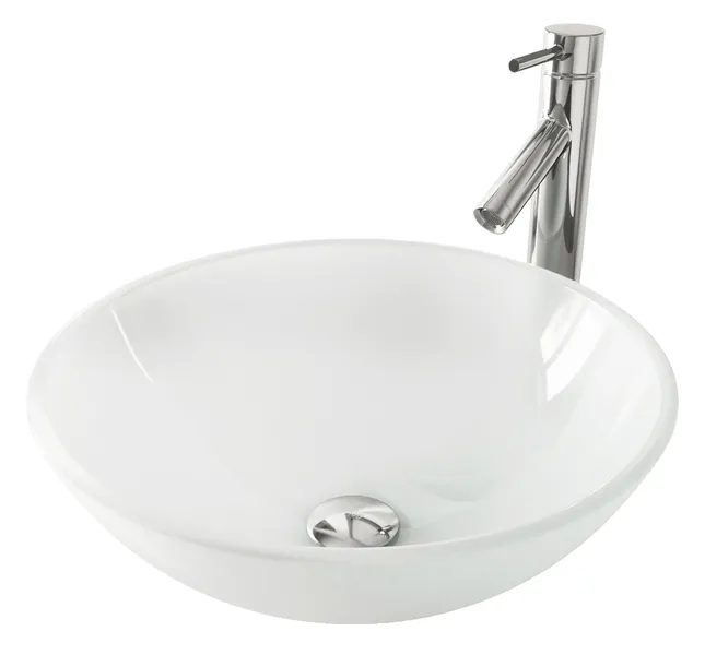 Giovanni 17"L x 17"W Glass Vessel Sink and Dior 13"H Faucet Set