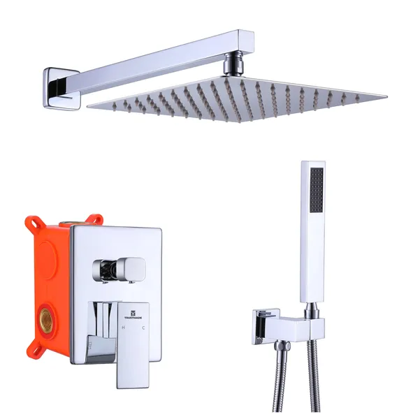Givingtree Mount Pressure Balanced Shower System Set 10 in, Polished Chrome