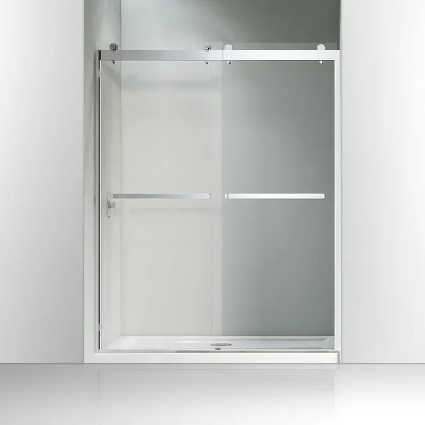 Glass 60" W X 76" H Bypass Frameless Shower Door, Chrome, VABSD6076CH