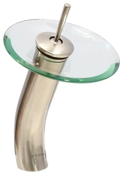 Glass Head Waterfall Bathroom Vessel Faucet, Brushed Nickel