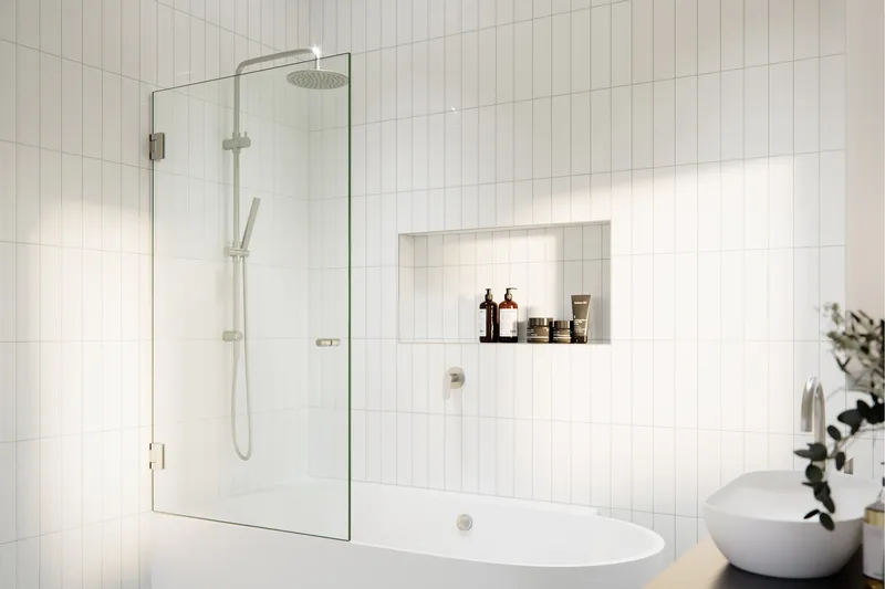 Glass Warehouse 58.25"x31.25" Frameless Shower Bath Door, Door Only, Brushed Nickel