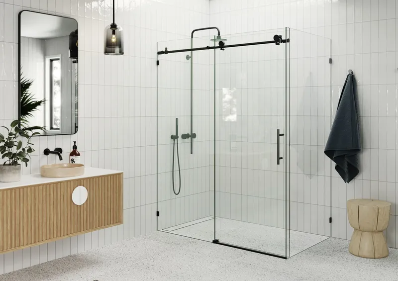 Glass Warehouse 90SL-60-36 Nova 78"H x 60"W x 36"D Sliding - Matte Black