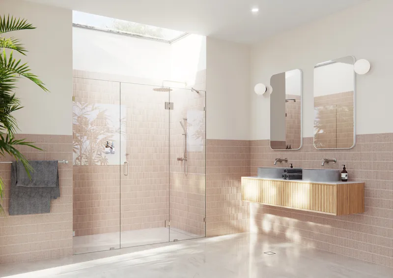 Glass Warehouse GHF-68.5 Stellar 78"H x 68-1/2"W Hinged Frameless - Brushed