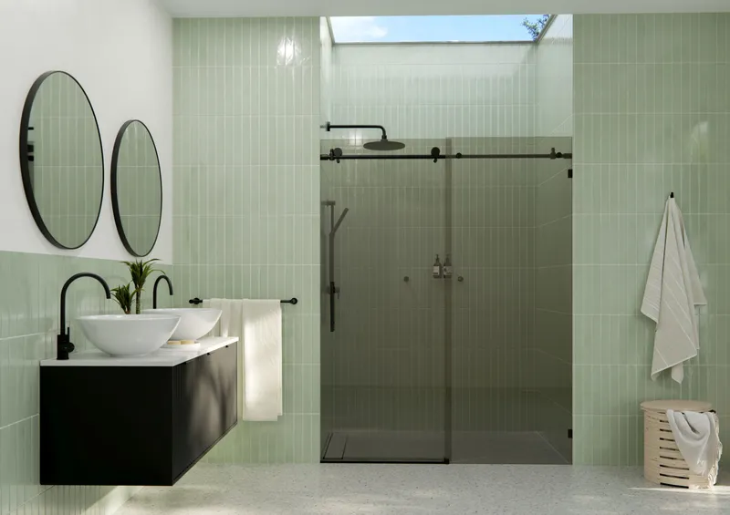 Glass Warehouse GTSLD-60 Equinox 78"H x 60"W Sliding Frameless - Matte Black