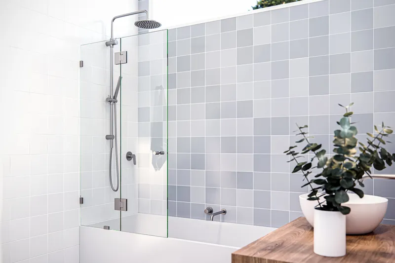 Glass Warehouse GW-B-GH-34 Halo 58"H x 34"W Hinged Frameless Tub - Brushed