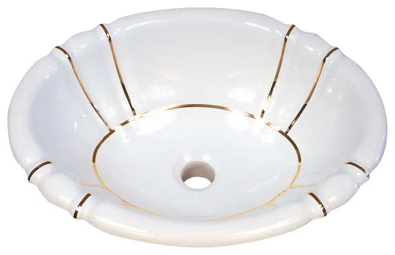 Gold Bands Scalloped Edge Drop-in Sink