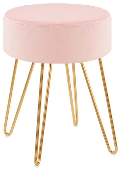 Golden Hairpin Legs Vanity Stool, Salmon Pink