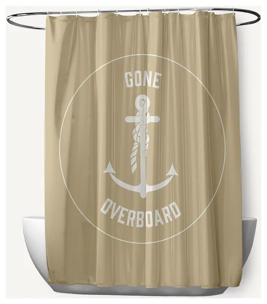 Gone Forever Overboard Taupe 70" w x 73" h Shower Curtain