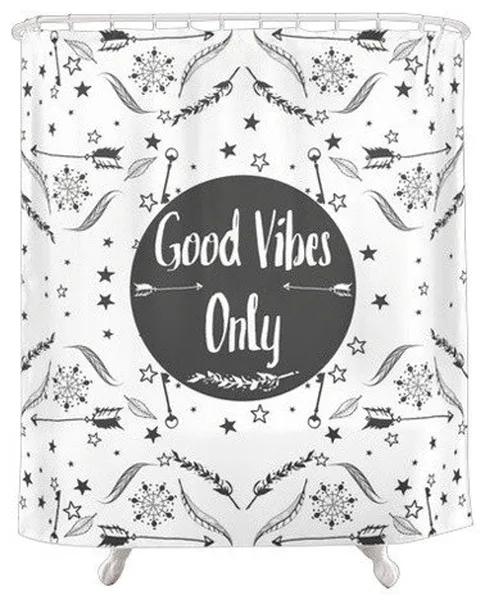 Good Vibes Boho Shower Curtain