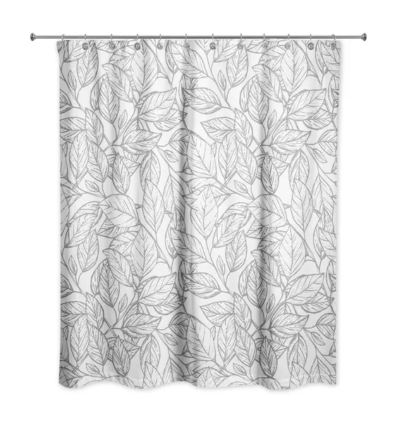 Gray Line Leaf Pattern 71x74 Shower Curtain