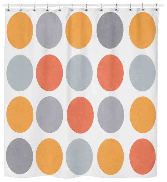 Gray, Orange Geometric Pattern Abstract Shower Curtain