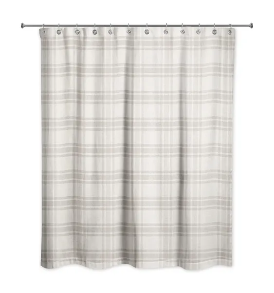 Gray Plaid 71x74 Shower Curtain