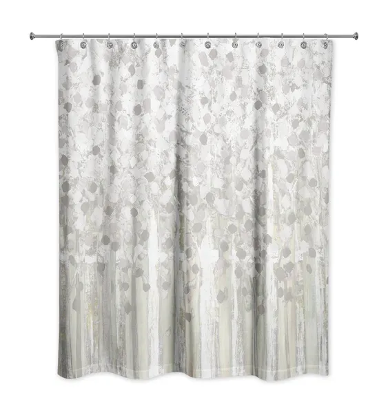 Gray Tree Line 71x74 Shower Curtain
